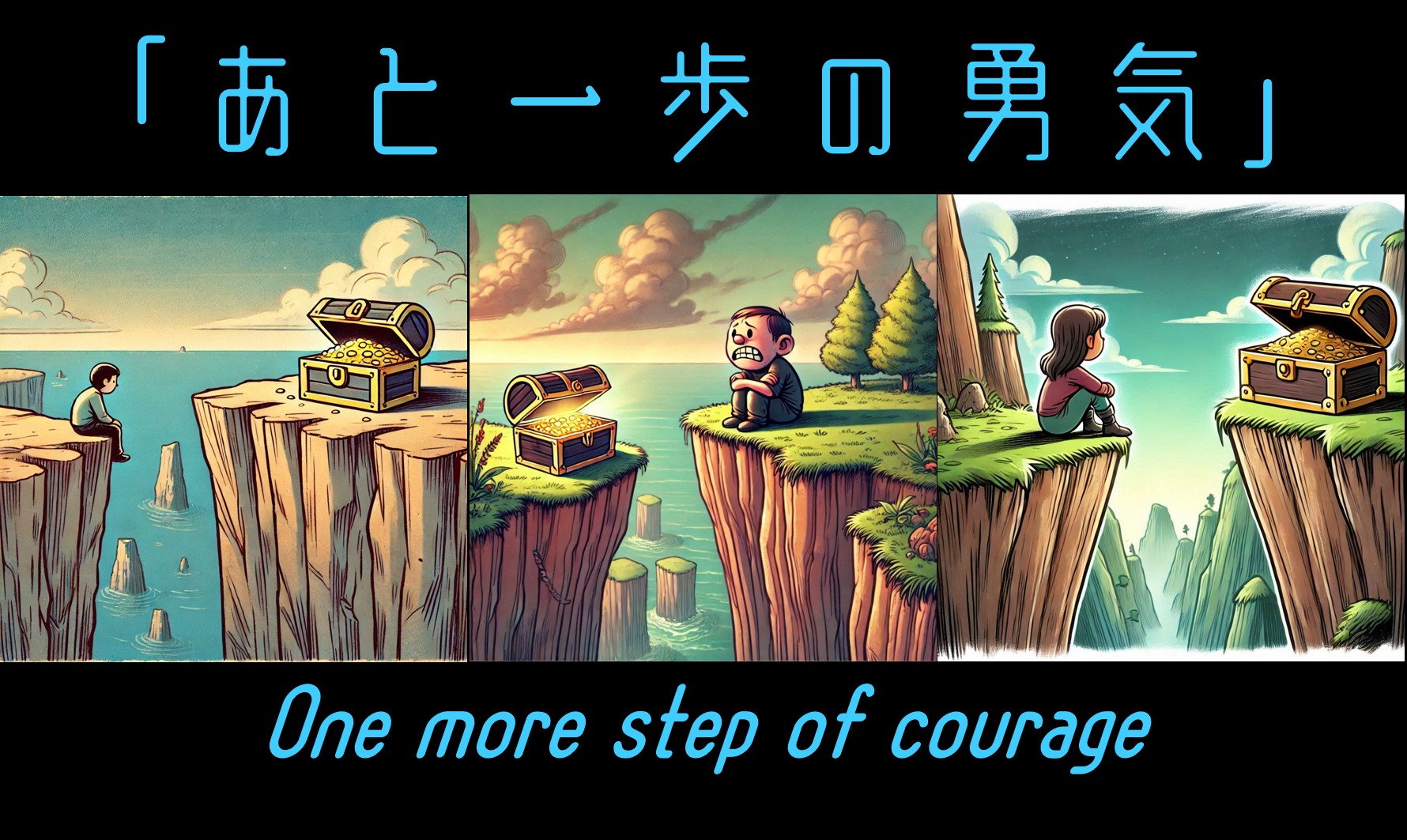 あと一歩の勇気(One more step of courage) - AIで描く風刺画
