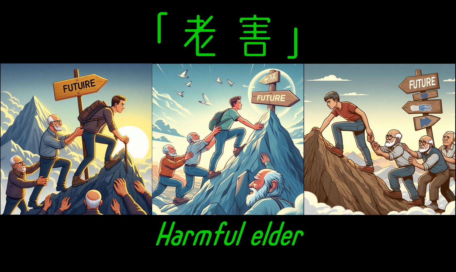 老害(Harmful elder) - AIで描く風刺画