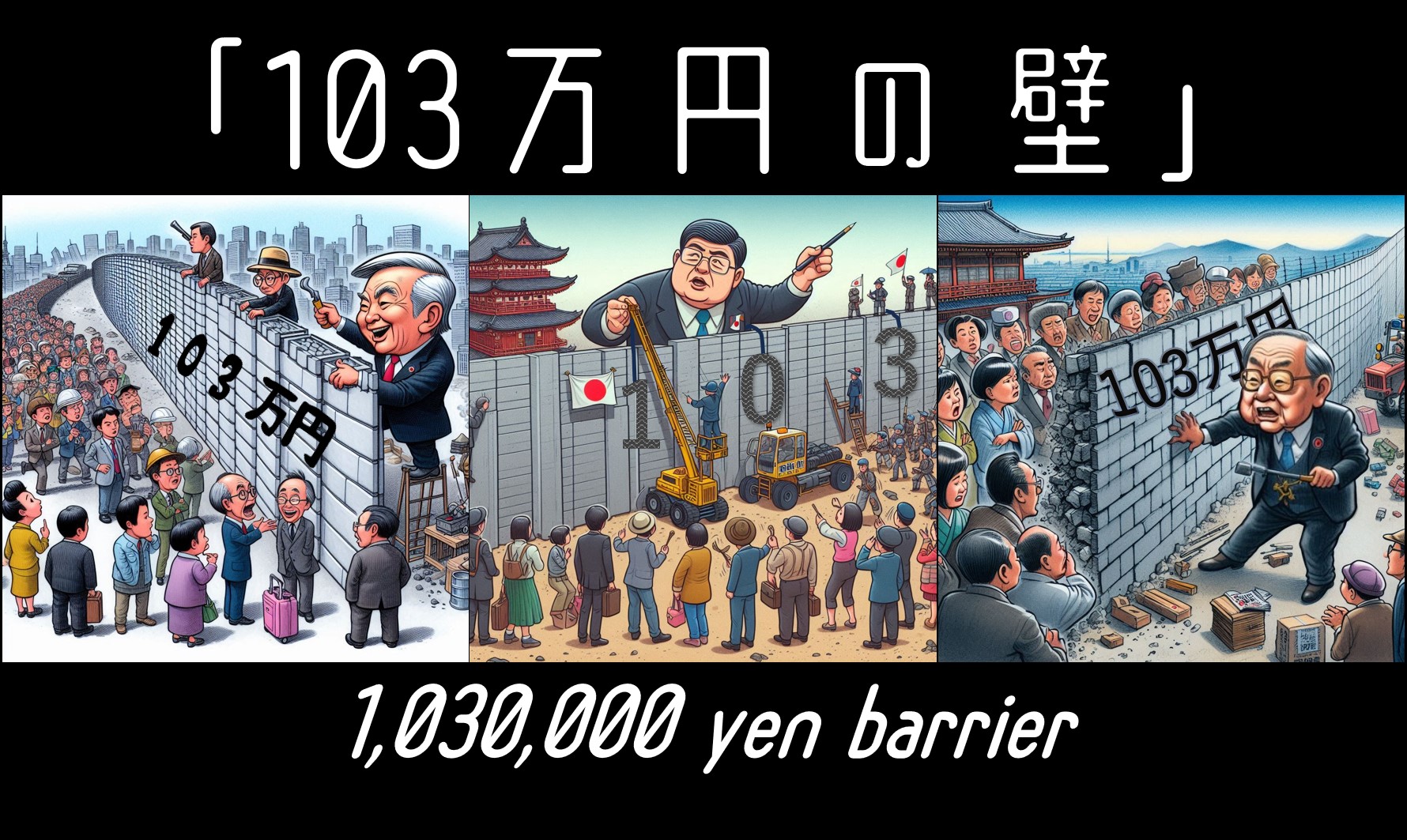 103万円の壁(1,030,000 yen barrier) - AIで描く風刺画